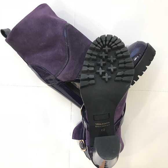 RED VALENTINO Suede Purple Shearling Booties Sz 40 - Picture 6 of 7